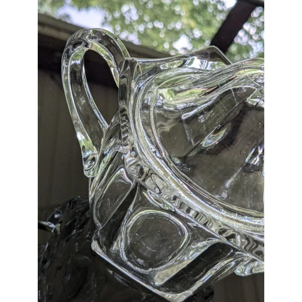 IMPERIAL GLASS-OHIO Old Williamsburg Glass Sugar Bowl Dish Clear Double Handles